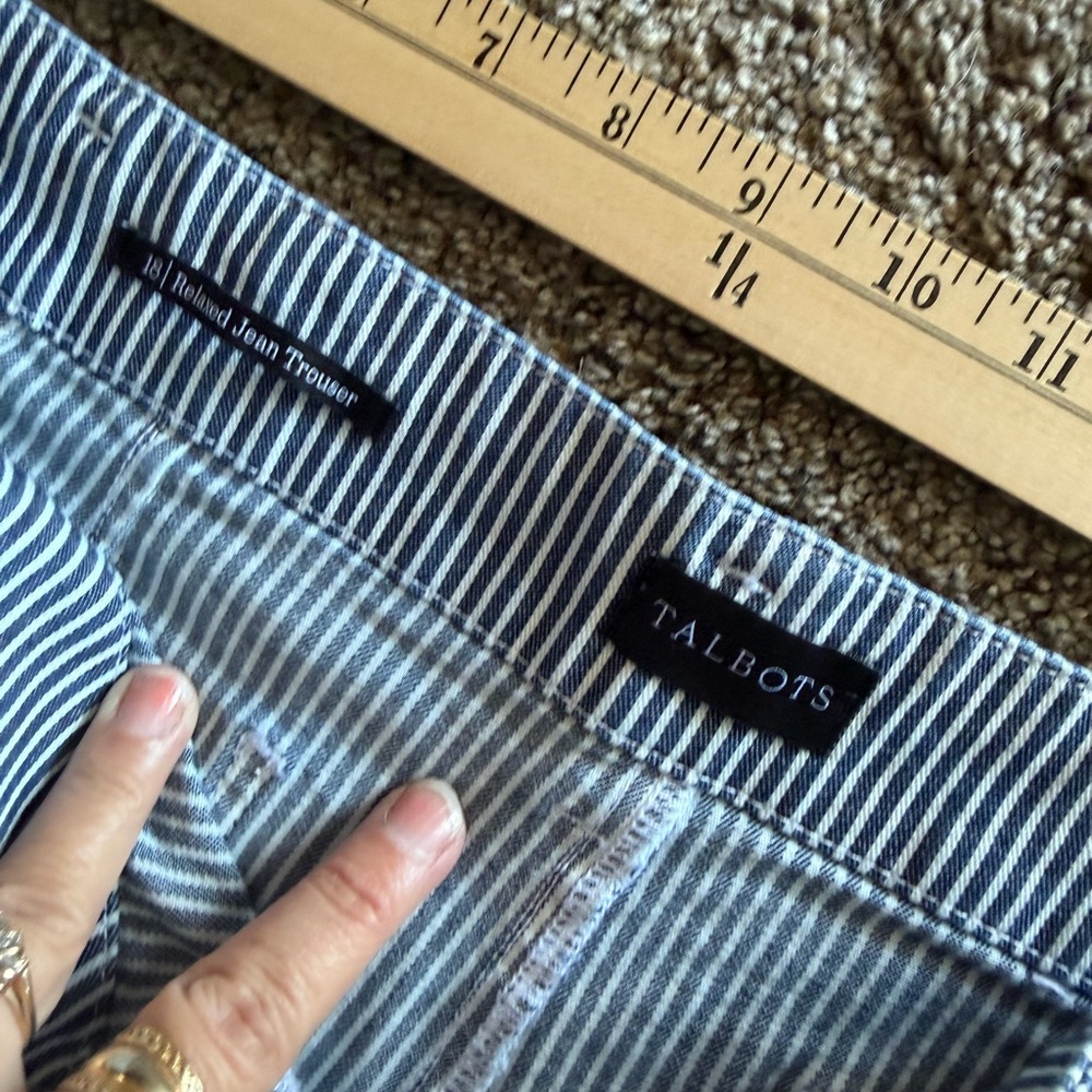 Talbots Blue Striped Flare Jeans - Picture 4 of 12